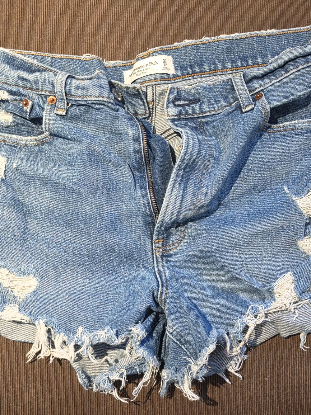 Abercrombie & Fitch Light Blue Distressed Denim Cutoff Shorts